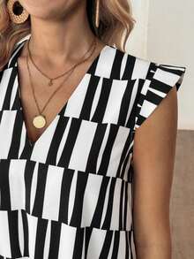 EMERY ROSE Women's Retro Patterned Extra Long Dress,White And Black Summer Casual Vacation Holiday Resort Wear Cruise Outfit Greece Sundress Fall Clothes - Black and White - View 7