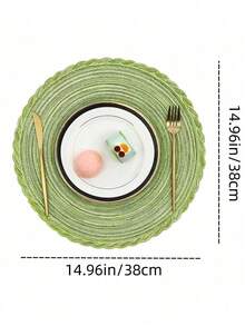 圆形餐桌垫套装（4/6/8/10 件装） - 编织耐热防滑厨房餐桌垫，15 英寸，可水洗，易于清洁，非常适合晚餐、烧烤、室内和室外使用（米色） - 草綠色 - 查看 5