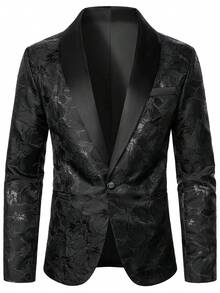 Manfinity AFTRDRK Fashionable Business Commuter Jacquard Men's Suit Jacket - Black - View 5