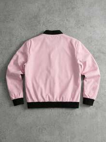 Manfinity EMRG Men's Contrast Color Zipper Collar Casual Baseball Jacket - Pink - View 2