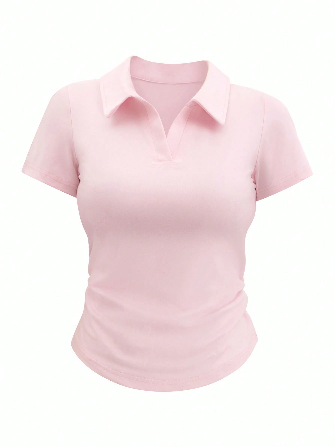 Franclia Women's Casual Solid Color Short Sleeve T-Shirt, Versatile For Summer - Baby Pink - View 1