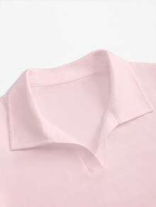 Franclia Women's Casual Solid Color Short Sleeve T-Shirt, Versatile For Summer - Baby Pink - View 3