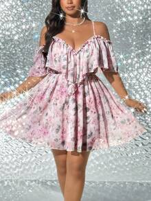 Viva Relle Plus Size Sexy Off-Shoulder Resort Dress - Mauve Purple - View 6