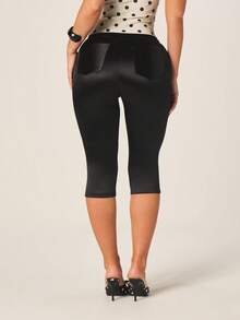 MISSGUIDED Quần lửng nữ màu đen cạp cao, ôm sát, dài đến giữa bắp chân, thích hợp cho phong cách mùa hè năng động. - màu đen - Xem 3