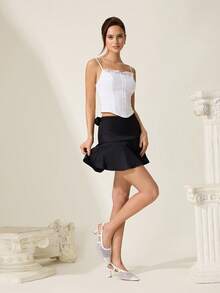 CUCCOO CHICEST 2026 New Square Toe Mid-Heel Mesh & Rhinestone Elegant Party Ankle Strap Pumps For Women Wedding Shoes Spring Shoes Bride Shoes - White - View 11