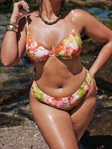 SHEIN BAE Bộ đồ bơi cỡ lớn in hoa, trang phục đi biển mùa hè, bikini đi nghỉ mát, đồ tắm. - Nhiều màu - Xem 7