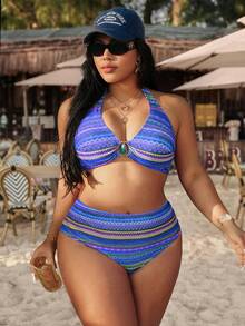 Swim Vcay 2026新款VCAY印花夏季沙滩度假性感时尚泳装女款，跨境 - 藍色 - 查看 1