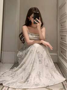 DAZY Áo ngủ dài hai dây thanh lịch in hoa dành cho nữ. - trắng - Xem 3