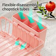 1pc Pink Dish Drying Rack For Kitchen Counter,Rustproof Countertop Dish Drainer With Utensil Holder For Sink,Kitchen Organizer For Dishes, Spoons And Forks - Multicolor - View 7