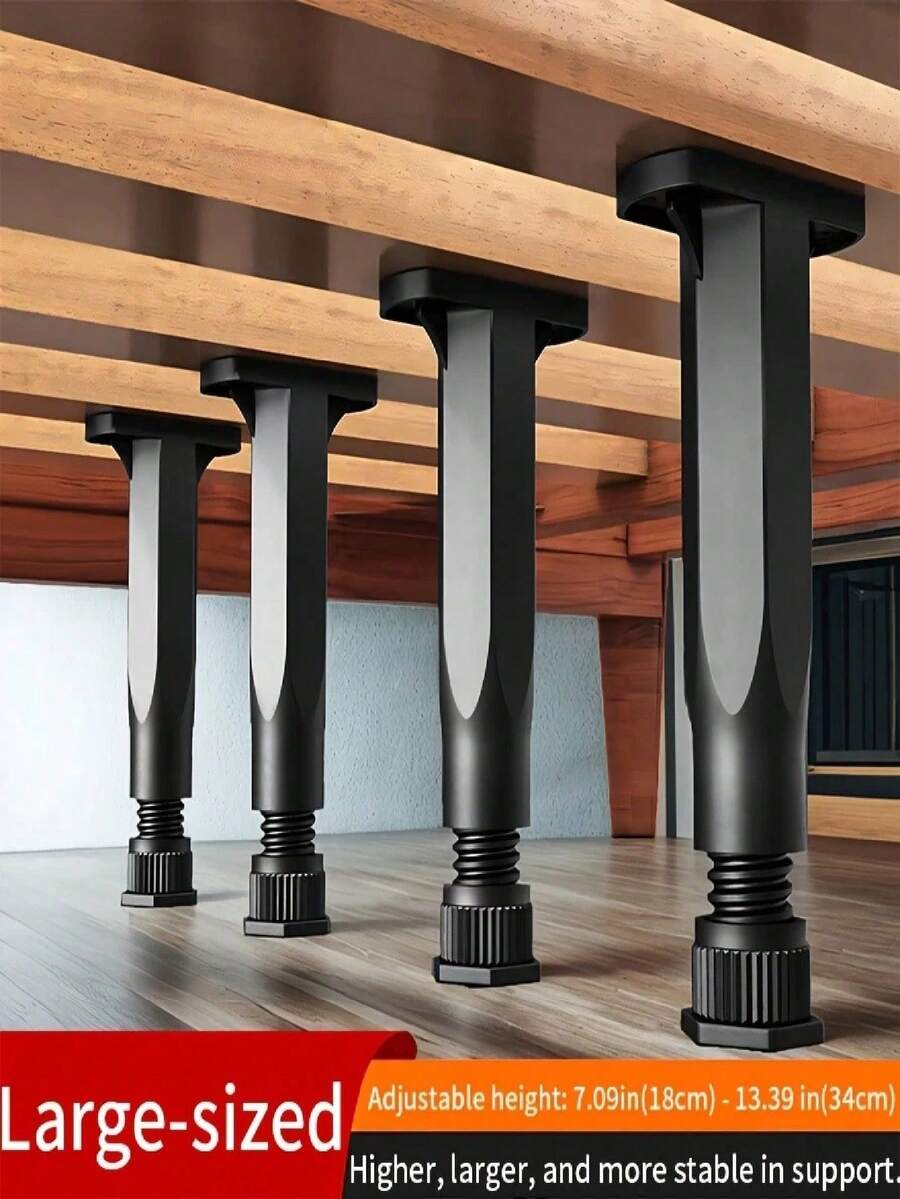 4 Pcs Adjustable Bed Frame Support Legs, Heavy-Duty Support Legs For The Bed Frame Center Plate, Additional Durable Plastic Steel Furniture Feet, Suitable For Large Beds, Sofas, And Tables