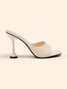 CUCCOO BASICS CUCCOO Women's Fashion Daily Wear High Heel Fabric Mule Sandals For Christmas Spring Shoes - Beige fabric - View 6