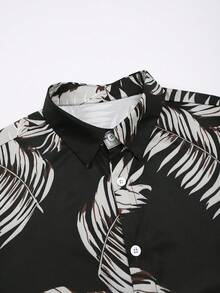 Oro Vacation Plus Size Men's Tropical Print Shirt And Shorts Beach Outfit, Holiday - Multicolor - View 4