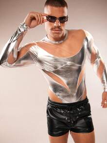 FeverCity Men's Sexy Hollow-Out Design Long Sleeve Jumpsuit - Multicolor - View 7