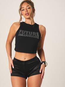 MISSGUIDED Women's Black High Waisted Faux Leather Hot Pants Mini Shorts Club Night Out Party Fitted Bodycon Style - Black - View 2