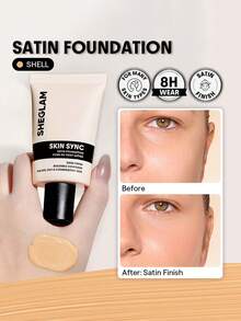 SHEGLAM Skin Sync Satin Base de Maquillaje-Shell Marca Belleza Maquillaje Maquullaje Cosmética para Mujeres Niñas Perfecto para Invierno Primavera Verano Ideal para Y2K Elegante Moda Adecuado para Cumpleaños Día de la Madre Regalo Fiesta Listo Mejor Color - Shell - Ver 1