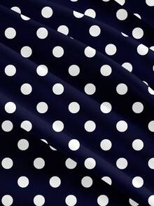 SHEIN EZwear Casual Sexy Fitted Knit Bodycon Dress, Suitable For Summer Vacation Beach Style, Blue & White Polka Dot Beach Outfit - Blue and White - View 4