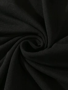 SHEIN 女士纯色金属装饰褶皱优雅吊带裙 - 黑色 - 查看 3