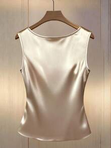 Camiseta de tirantes con pliegues en la cintura para niña preadolescente elegante - Dorado - Ver 3