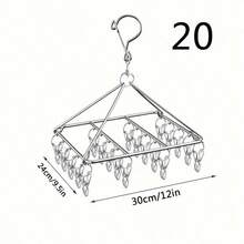 20/40 Clips Stainless Steel Drying Rack - Windproof Hanging Organizer For Socks And Underwear, No Drilling Required, Hanging, Space-Saving Multi-Function Hooks, Suitable For Home And Retail Use, Great For Back To School, Stainless Steel Drying Rack, Dry Socks And Underwear, 2026 New Model, Suitable For Winter, New Year Gift - Silver - View 12