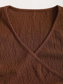 Sweetra Petite Women's Casual Comfortable Versatile Sleeveless V-Neck Double-Placket Tie-Waist Shirt Blouse, Khaki, Spring/Summer - Khaki - View 3