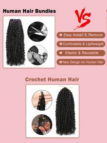 Boho Braids 精灵卷发钩编接发，100%真人发，60克，18英寸，沙龙级丝滑水润卷发，轻盈可重复使用，天然黑色，优质真人发接发，适合女性长期佩戴和造型。 - Natural Black - 查看 11