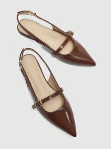 CUCCOO BIZCHIC 欧美单字包头凉鞋 女装 2026 夏季新款 气质性感尖头空心平底鞋 - 棕色 - 查看 10