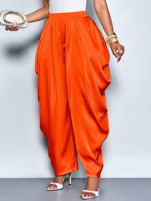 SOLERSUN Quần satin dáng rộng, thanh lịch màu sâm panh, có túi, dành cho nữ, thích hợp cho tiệc trà chiều, họp mặt, dạo phố thời trang, hẹn hò, đi chơi lãng mạn, đi chơi đêm, tiệc Giáng sinh, đêm giao thừa, trang phục ngày lễ, trang phục gợi cảm cho nữ, trang phục đi club, thích hợp cho tiệc Giáng sinh, kỳ nghỉ và hẹn hò ngày Valentine. - trái cam - Xem 4