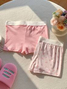 CovetEZ Quần short nữ thoải mái, kiểu dáng thường ngày, nhiều chiếc - Hồng - Xem 2
