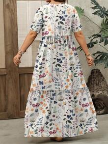EMERY ROSE Watercolor Print Casual Loose Dress, Suitable For Summer - Multicolor - View 2