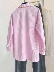 EMERY ROSE Plus Size Women's Valentine's Day Heart Embroidery Blouse - Pink - View 2