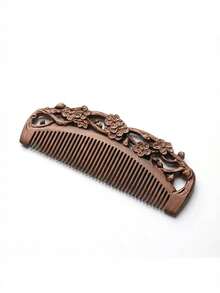 Cirelle Sandalwood Fine Tooth Hair Comb Handmade Natural Wooden Comb Exquisite Rose Pattern Black Gold Sandalwood Bristles Suitable For Normal Hair Anti Static Detangling Hair Care Tool Gentle Scalp Massage Comb Portable Lightweight Daily Grooming Accessory Home Travel Use Stylish Hair Styling Comb Gift For Women Girls Beauty Essential Durable Hairdressing Tool - monochrome - View 7