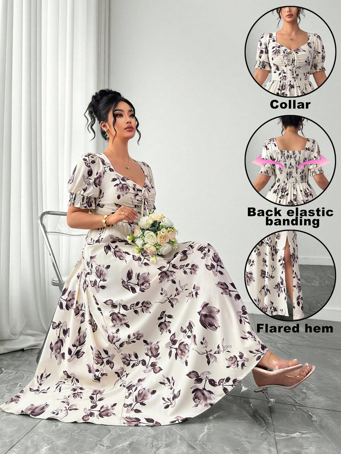 Elenzga فستان عطلة وعطلة نسائي أنيق وأنيق بطبعة زه...