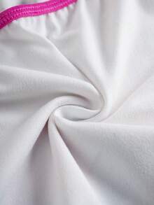 The Winx X SHEIN 女士卡通仙女字母图案撞色包边文胸和内裤套装 - 玫紅色 - 查看 5