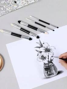 Bộ 2/4/6/8/12 bút mút tán màu hai đầu, có thể giặt và tái sử dụng, dùng để vẽ tranh, tô bóng, chi tiết và sửa lỗi. Dụng cụ tán màu xám bằng mút, đồ dùng nghệ thuật, dụng cụ phác thảo, dụng cụ tô bóng, phụ kiện vẽ than chì cho lớp học nghệ thuật. - Mã trung bình - Xem 2