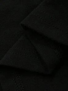 FRIFUL Áo thun dáng rộng, thoải mái, đa năng, phối màu trơn, chấm bi, chất liệu lưới xuyên thấu. - màu đen - Xem 6