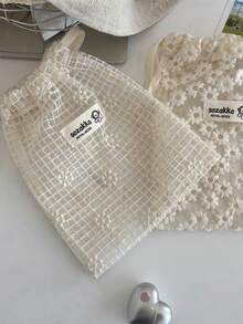 Tulle Lace Embroidery Daisy Drawstring Pouch Travel Cosmetics Organizer Toiletry Bag Multifunctional Storage Pouch - Off-white - View 8