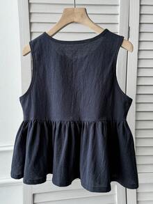 SHEIN Tween Girls' Casual Everyday Vacation Bow Decor Blouse,Kids - Navy Blue - View 2