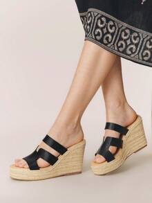 Styleloop Sandalias de plataforma y cuña para mujer - Negro - Ver 3