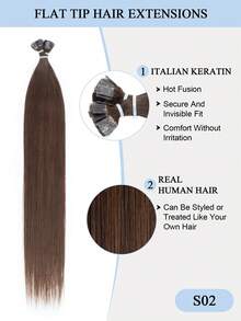 Extensiones de cabello humano con punta plana, extensiones de cabello humano rectas invisibles y sin costuras, color natural, 16-22 pulgadas, 50g, extensiones de cabello humano con punta de queratina suave, para agregar longitud y volumen para bodas, uso diario y fiestas - Multicolor - Ver 5