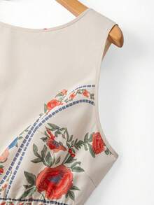 GlowEve CURVE 大码复古印花无袖束腰阔腿连体裤 - 彩色 - 查看 7