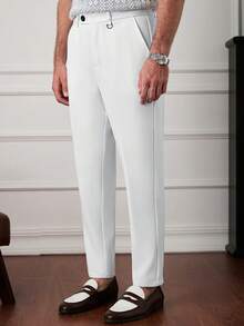 Core Aspect Men's Solid Color Straight Leg Casual/Business Suit Pants For Ceremony - White - View 5