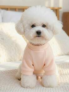 PETSIN 1pc Cat/Dog Universal Clothing, Heart-Shaped Rhinestone Pet Sweater, Spring And Autumn Casual Pullover - Beige - View 5