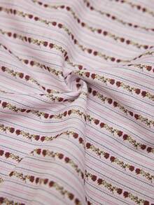 Dream Adore Bộ đồ ngủ tay ngắn, áo cardigan cổ bẻ, họa tiết hoa sọc nhăn, kiểu dáng phồng, có ve áo. - Nhiều màu - Xem 7