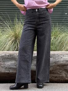 Kuleshova 女士时尚舒适透气豹纹宽松休闲牛仔裤 - 灰色 - 查看 3