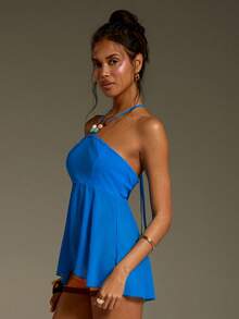 Athîral 女士休闲度假露背吊带上衣，蓝色 - 藍色 - 查看 5
