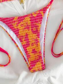 Swim Vcay Bộ 2 bikini hai mảnh kiểu cổ yếm tam giác, in họa tiết ngẫu nhiên, gợi cảm, thanh lịch, thích hợp cho bãi biển và tiệc bể bơi. - Nhiều màu - Xem 5