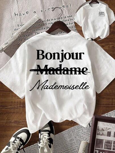 EMERY ROSE maglietta da donna a maniche corte con scollo rotondo e stampa di lettere