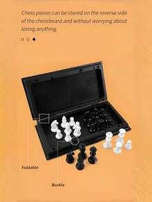 专业折叠式国际象棋棋盘套装，精美礼盒包装，便携式桌面游戏，适用于跳棋和国际象棋策略，可模拟33种不同场景。 - 彩色 - 查看 7