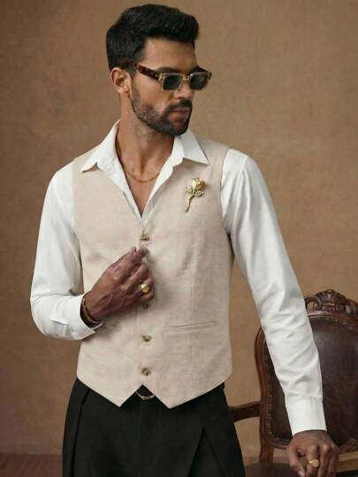 HIMLAND Chaleco casual de corte slim de hombre, tejido, sin mangas, adecuado para primavera y verano