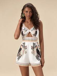 Travachic Ananasmönstrad rygglös linnesparkdräkt för kvinnor, semester - Multifärgad - Visa 6